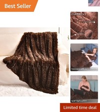 Luxurious Long Faux Fur Throw Blanket - Double-Sided Elegance in Brown 50x60