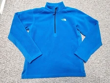 The North Face 1/4 Zip Pullover Jacket Mens Large Teal Blue Fleece Polartec 