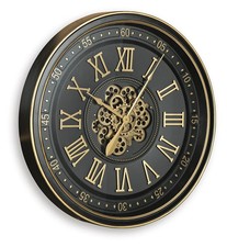 Signature Design by Ashley Dairton Wall Clock, Black & Gold Finish, Industrial