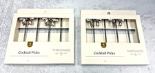 8 (2 sets /4) Threshold  Silver Bow Cocktail Picks Metal Appetizer Skewers