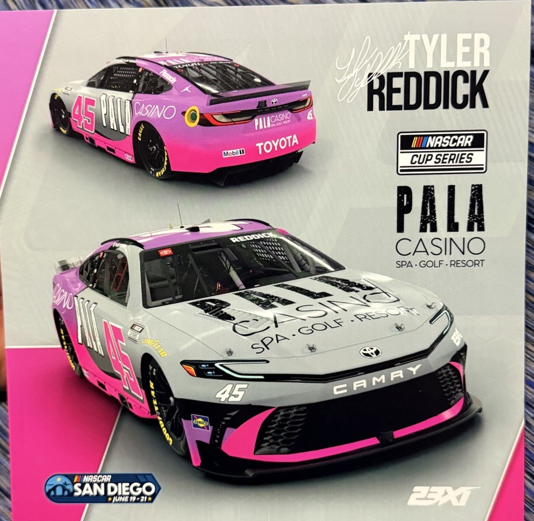 SAN DIEGO Tyler Reddick Hero Card NASCAR  Pala Casino 23XI Racing