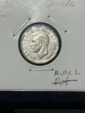1947 CANADA  5c DOT at Date Verity &ldquo;SCARCE&rdquo;RARE&rdquo; High Grade!