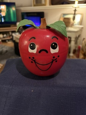 Vintage 1972 Fisher Price Happy Apple W/Short Stem Roll Poly Chime