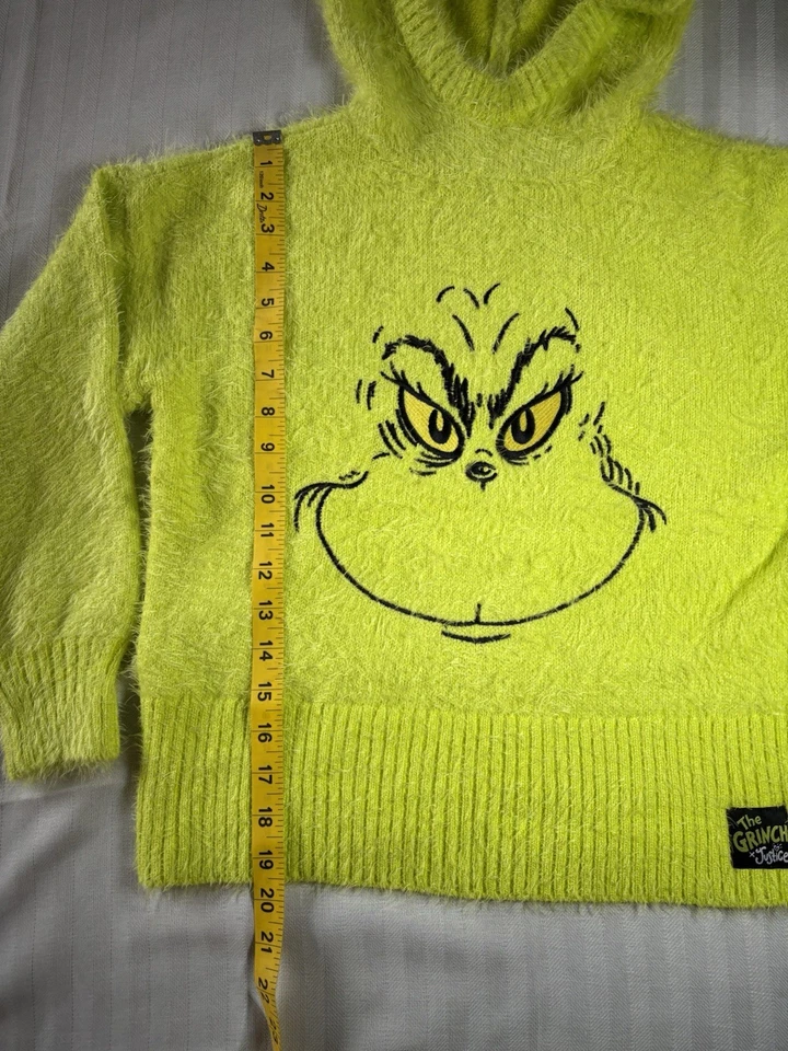 Suéter con Capucha The Grinch By Justice Girls S (7/8) Verde Lima 65% Nylon 35% Acr Foto 2 de 4