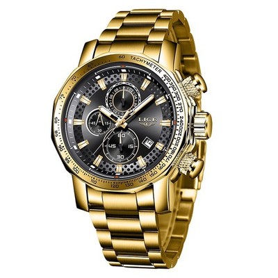 LIGE Herrenuhr Marke Sport Chronograph Armbanduhr Kalenderanzeige Quarzuhr DE