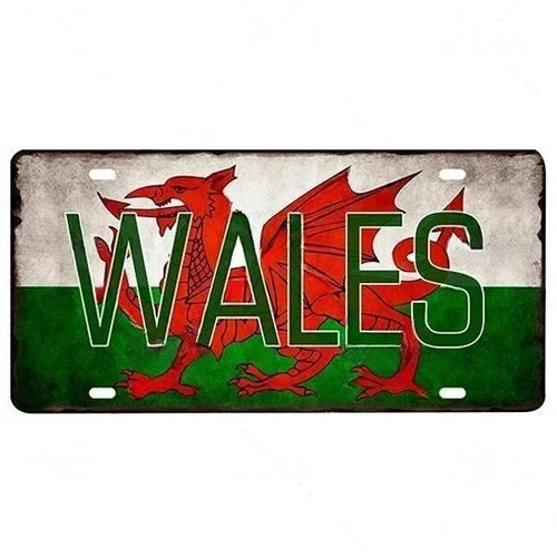 Wales Decorative License Metal Plate Vintage Travel Flag Sign Wall Tin Plaque