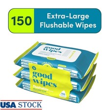 Flushable Butt Wipes Sensitive Skin Hypoallergenic Shea-Coco Scented 150 Count