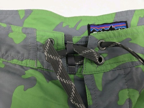 Patagonia Mens Board Shorts Green/Grey Side Zip Pocket Drawstring Nylon 32 #7548 - Picture 3 of 10