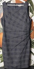 Calvin Klein Size 14 Black & White Plaid Sleeveless Dress Back Zip