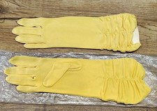 Vintage Women's Gloves Ruched Sides Canery Yellow New