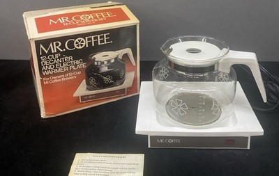 Mr. Coffee Model WD-12 Carafe Decanter Warmer White 12 Cup Unused Open Vintage