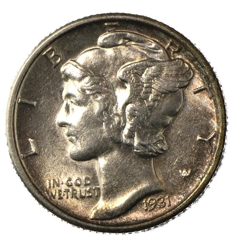 1931-S Mercury Dime 10c Brilliant Uncirculated BU+ San Francisco