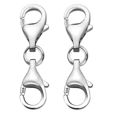 2 Pcs Lobster Clasp 925 Sterling Silver Double Opening Lobster Clasp and Closure