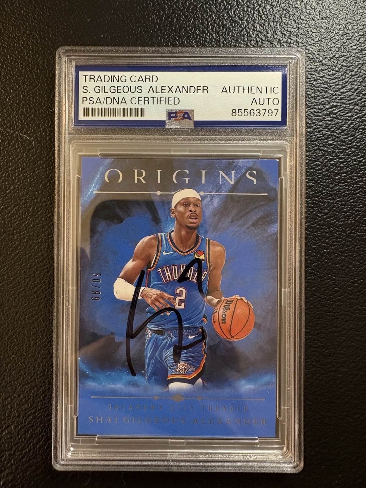 MVP Autographed Signed Oklahoma City Thunder Shai Gilgeous Alexander 2024-25 Origins Blue /99 AUTO PSA DNA AUTHENTIC 