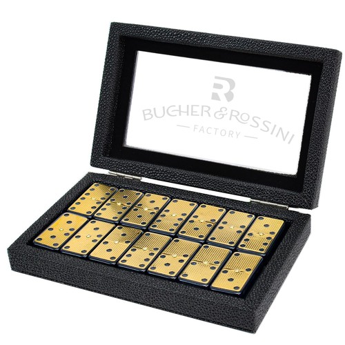 Bucher&Rossini Metal Surface Dominoes Set Double 6 for Adults and Kids - Claa...