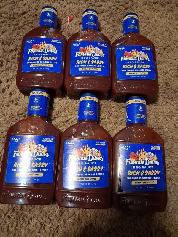Famous Dave's BBQ Sauce Rich & Sassy 6 Bottles Total New Unopened 