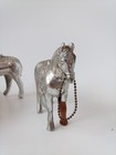 2 Vintage Cast Metal Horse Figurines Western Silver Finish USA *Broken read* — photo 7