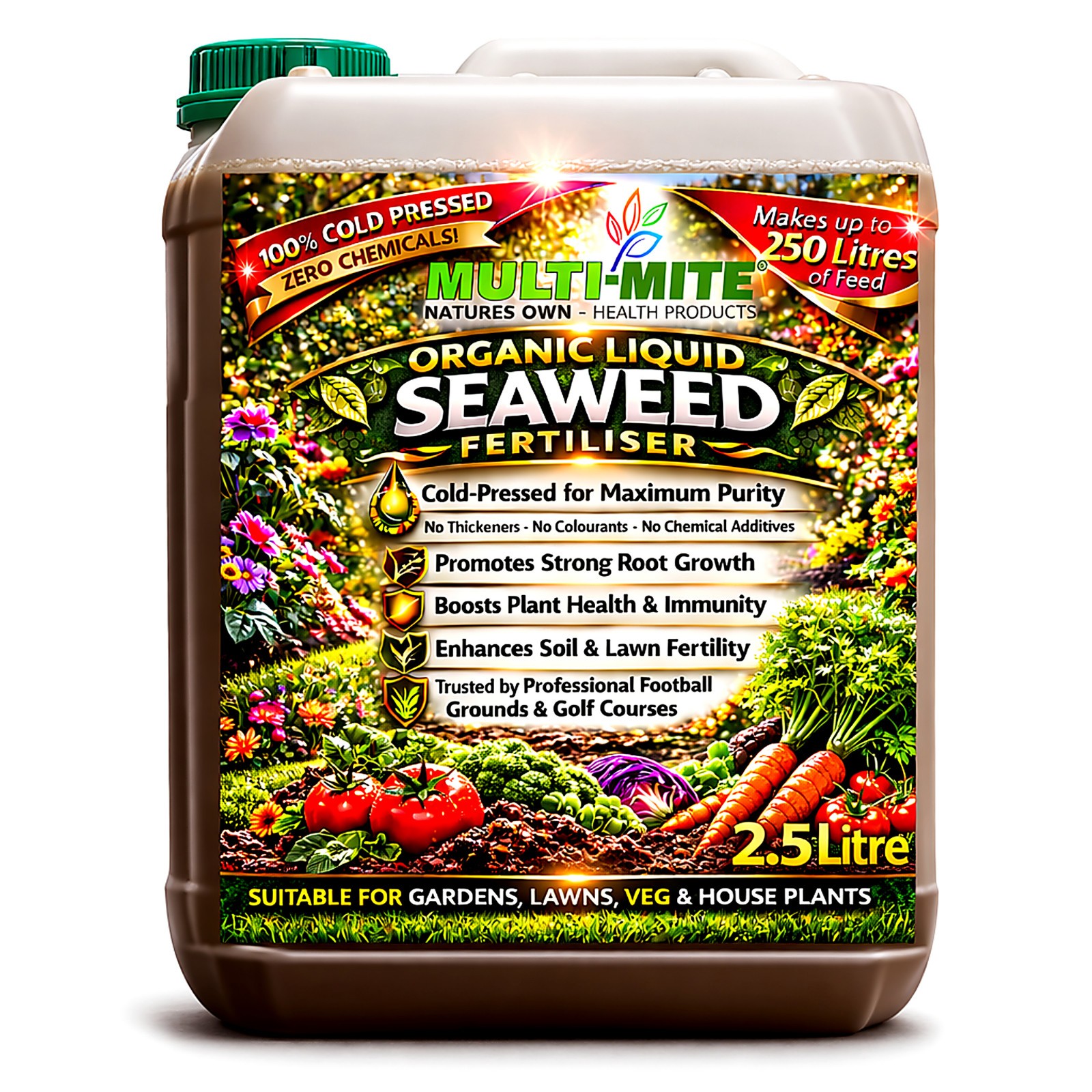 2.5ltr Organic Seaweed Liquid Concentrate MULTI MITE - ALL Plant FEED Fertiliser