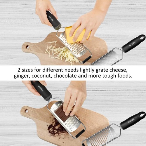 Elegant 2 Pack Lemon Zester & Cheese Grater - Stainless Steel with Rubber Handle - Picture 6 of 12