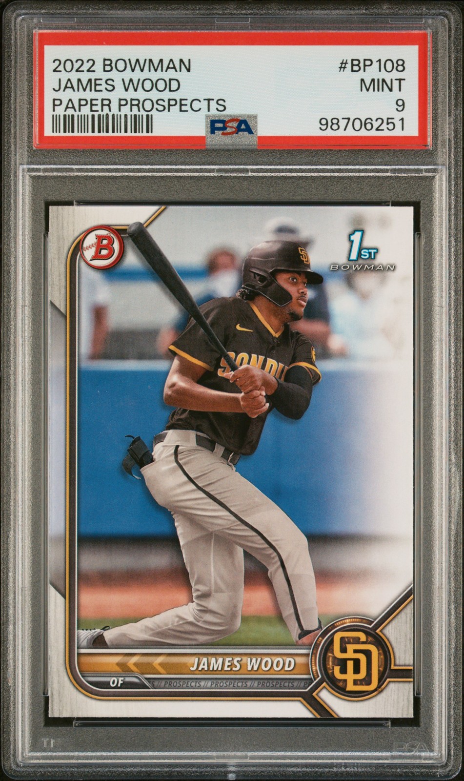 2022 BOWMAN PAPER PROSPECTS #BP108 JAMES WOOD PSA 9