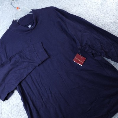Covington Mens Mock Neck Long Sleeve Shirt Navy Blue 100% Cotton XL NWT