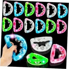16 Pack LED Tambourines Light Up Tambourine Bulk Musical LED Tambourine Toys 