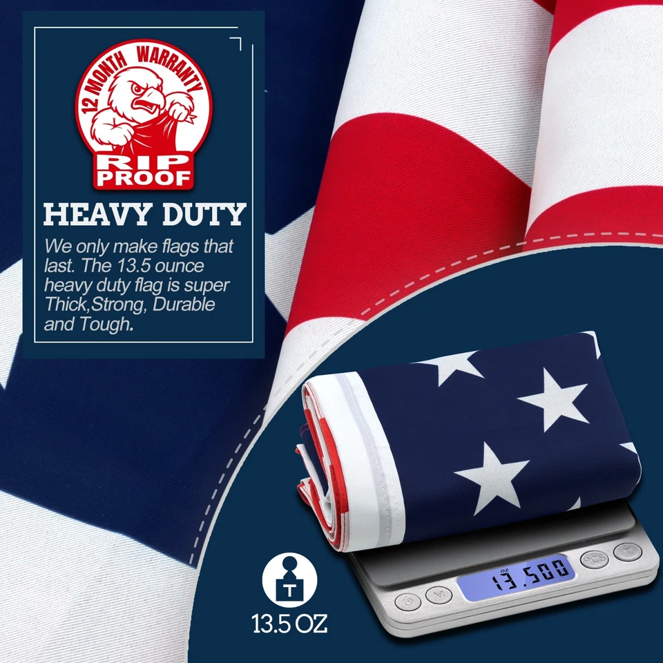 Anley 3x5 Ft American USA Flag Rip-Proof Technology Double Sided 3-Ply USA Flags - Image 3 of 4