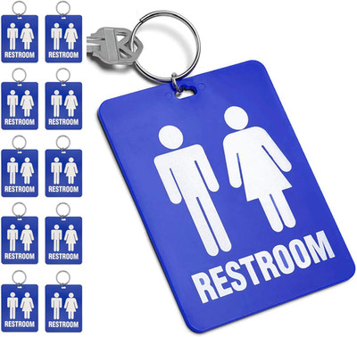 - Unisex Restroom Pass Key Tag, Plastic with Split Key Ring Keychain Identifier 