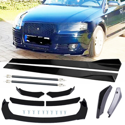 For Audi TT RS MK2 A3 S3 A4 S4  Front Bumper Spoiler Splitter Gloss Black Body K