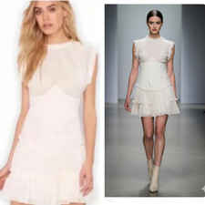 Elegant Ivory Chiffon Mini Dress Sleeveless Ruffle Party S Runway Style Mini 90