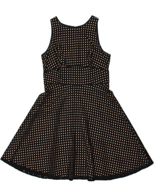 Ann Taylor Loft Damen ärmelloses A-Linien Kleid US 6 Medium schwarz gepunktet BU13