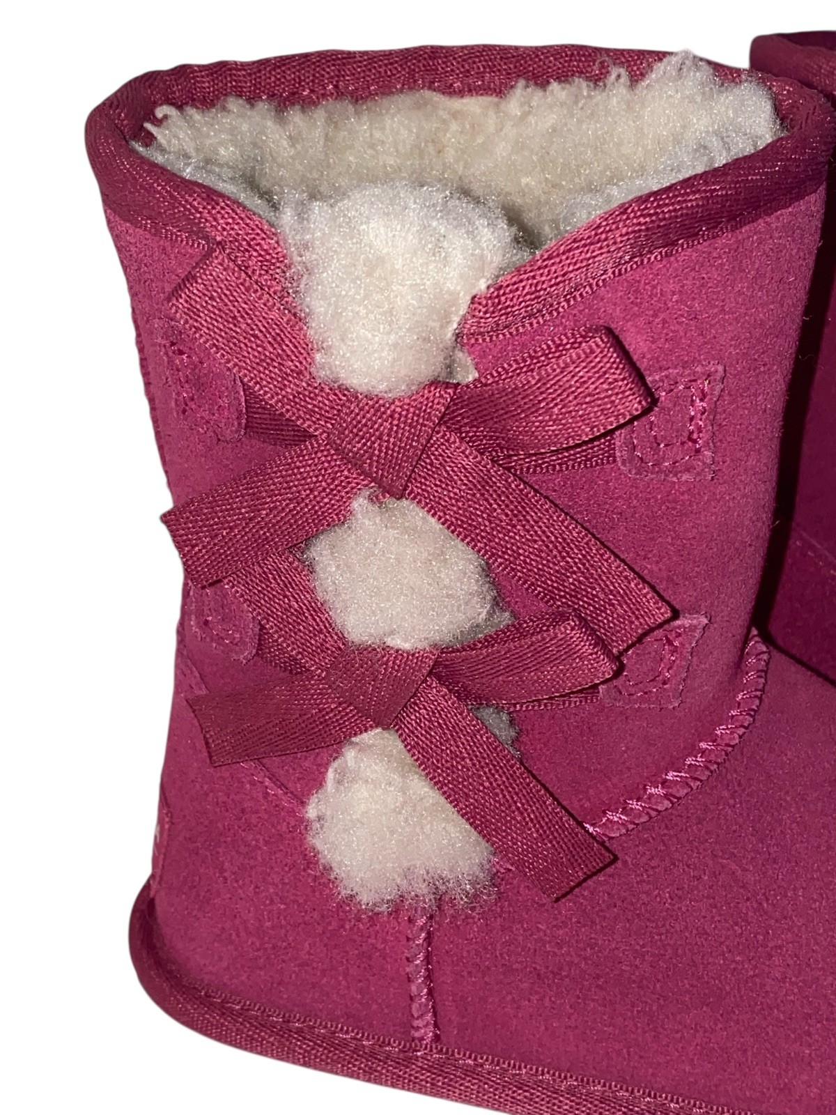 Koolaburra UGG Boots Girls 12 Bright Victoria Short Shearling Fur Bow 1019372 image 4