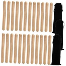 24 Pack Rhythm Sticks with 3 Carry Bag, 8 Inch Wood Claves Musical Percussion