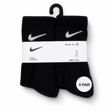 Nike Kids' Everyday Cushion Crew Socks 6 Pairs Black/White Medium