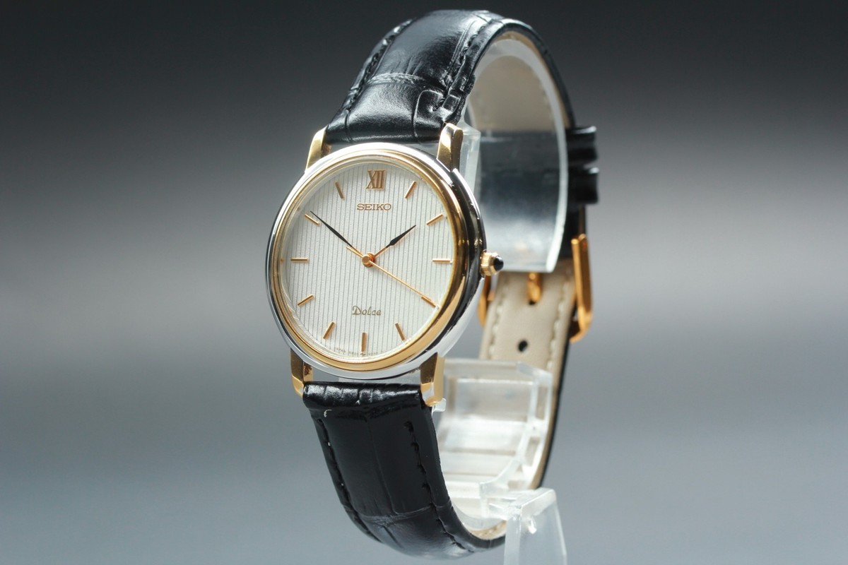 Vintage 1989 Seiko Dolce 5S21-6010 Sweep Second Two-Tone Quartz