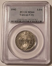Vatican City Pius XII 1942 Lira Year 4 MS66 PCGS