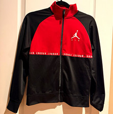 Jordan Air Black/Red 2-Piece Tracksuit Full Zip Jacket Pants Teens L