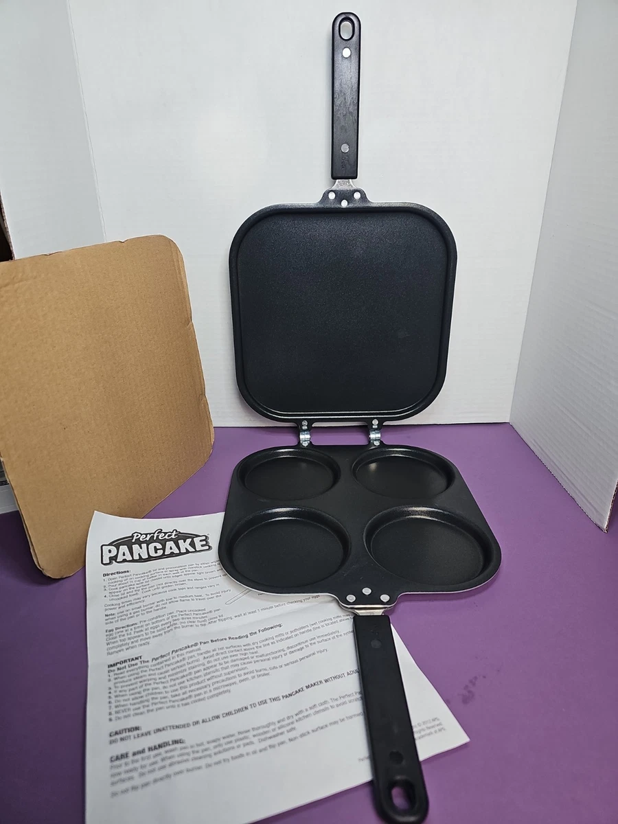 Plancha de aluminio con bisagras de 2 piezas y panqueques antiadherente de teflón 10 pulgadas con papeles ¡LIMPIO!