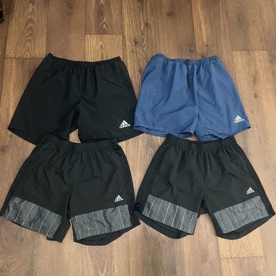Adidas Running Shorts Large Lot of 4 Black & Blue 7'' Inseam Supernova No Pockets