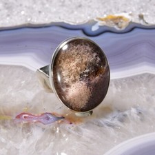 Lodolit Ring, 925er Silber, Edelsteinring (23060), Bergkristall, Einschlüsse