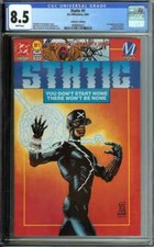 STATIC #1 CGC 8.5 WHITE PAGES // 1ST APPEARANCE OF STATIC DC COMIC 1993