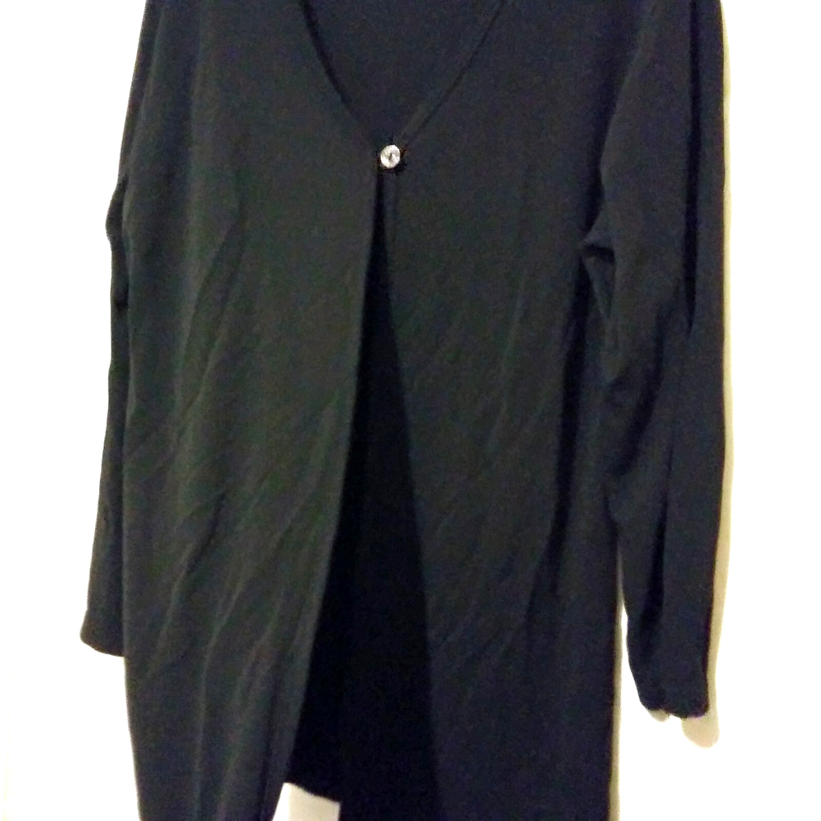 Essentials Black Sheer Single Button Cover Top Sh… - image 6