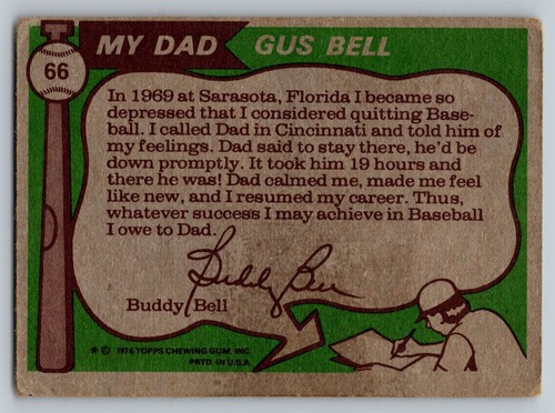 1976 Topps Gus Bell #66 - Picture 2 of 2