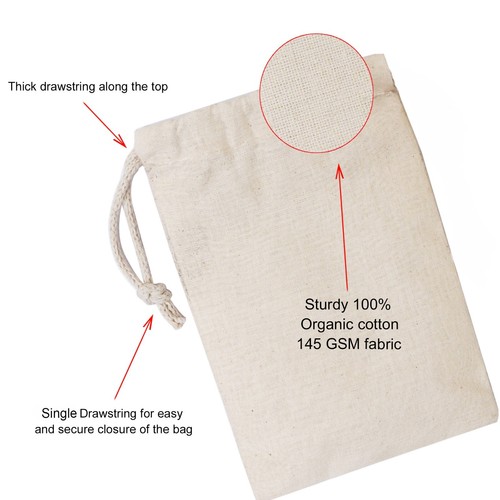 Biglotbags - Bolsas de muselina con cordón único 100 % algodón premium de 4 x 6 pulgadas - Imagen 4 de 7