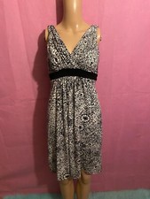 Windsor Womens Black/White Polyester Floral Pleated V-Neck Tie Back Dress Sz 5/6