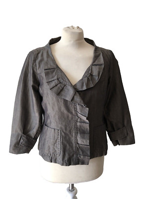 Max Mara Weekend Brown Frill Jacket / Cotton & Ramie (UK 10)