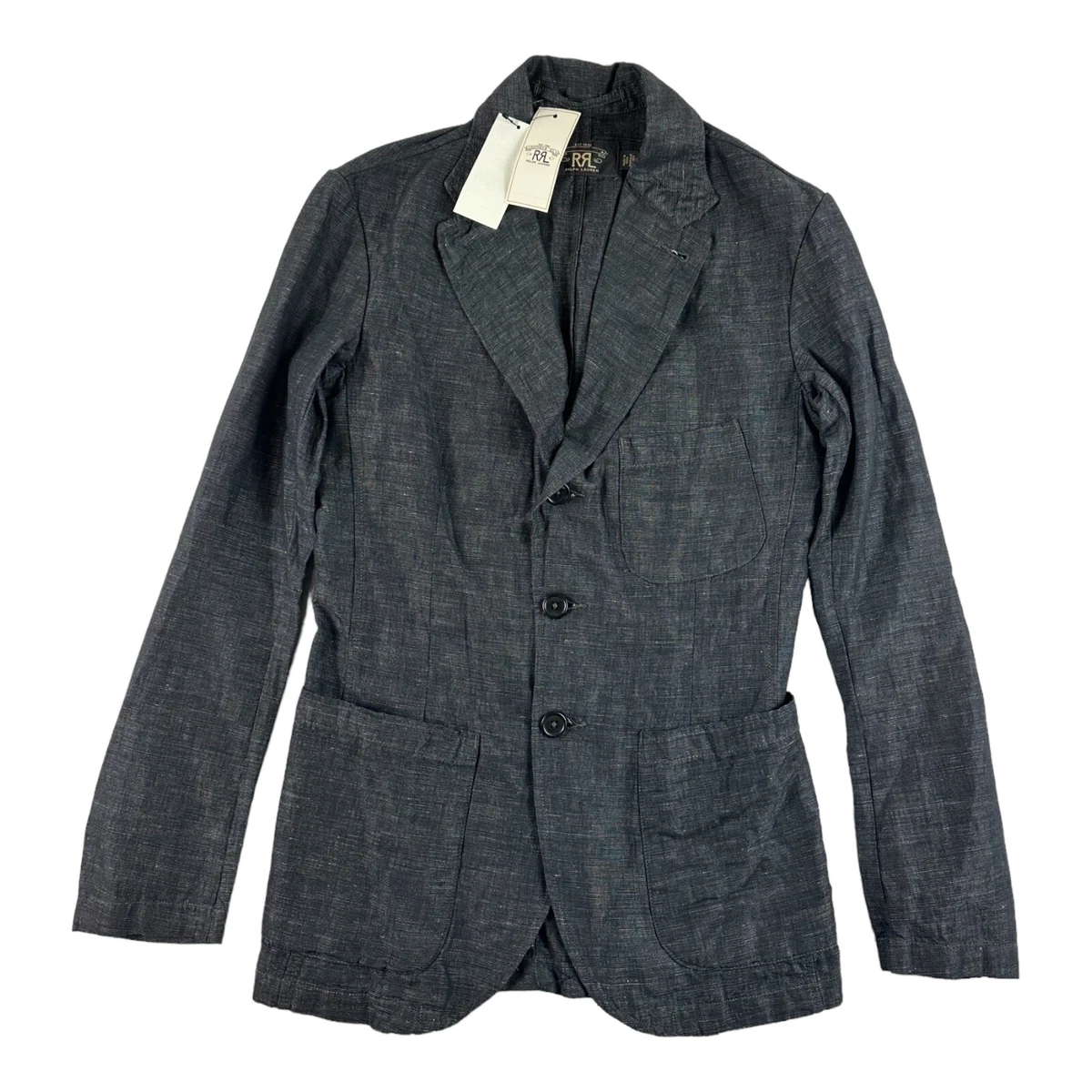 RRL Ralph Lauren Unstructured Indigo Woven Linen Cotton Blazer