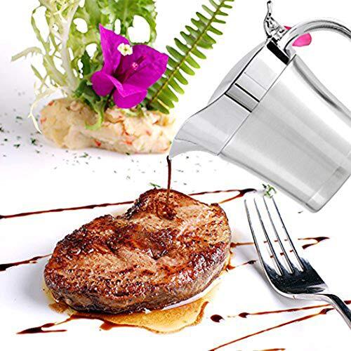 Double Insulated Gravy Boat - Stainless Steel Sauce Jug with Hinged Lid Hinge...