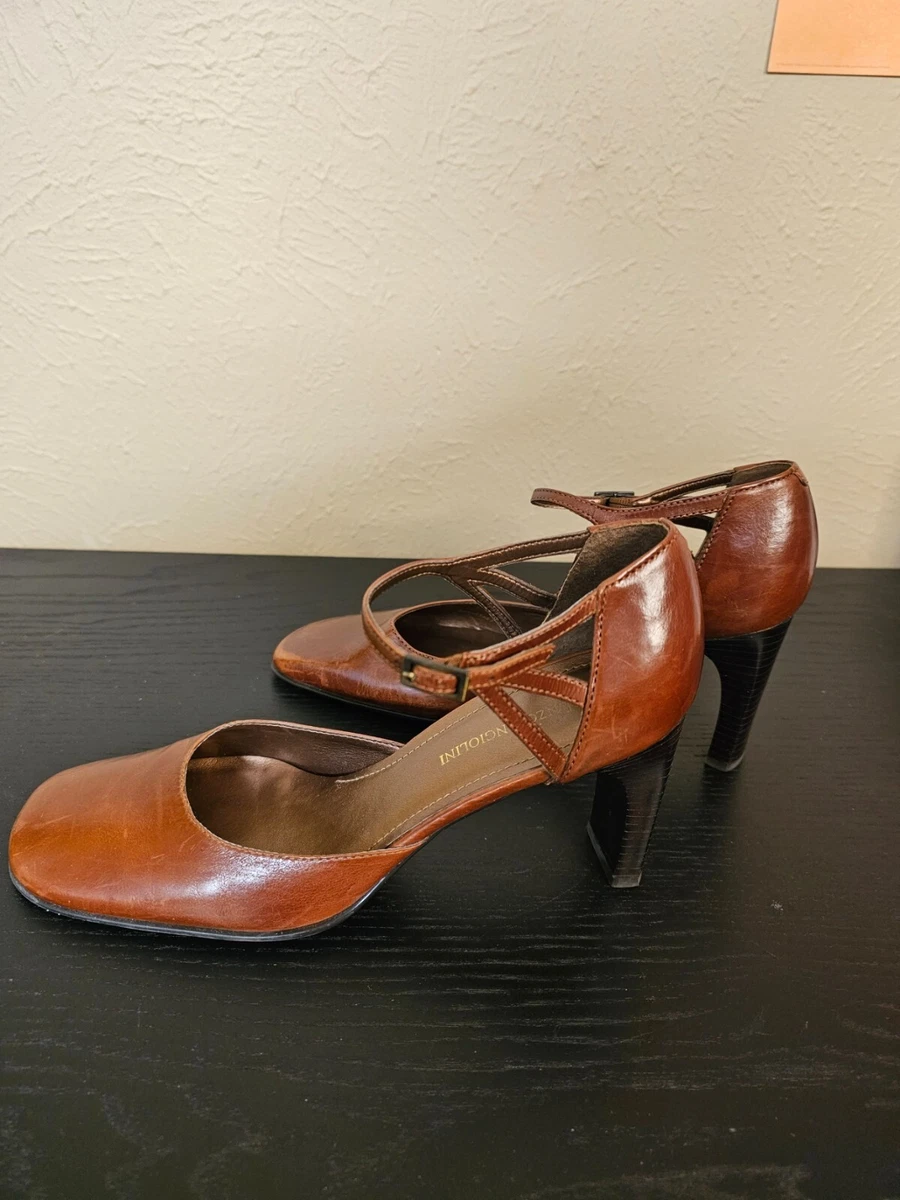 ENZO ANGIOLINI Whitney Womens Cognac Leather Heels Pumps Ankle