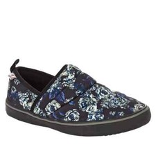 Sporto  Puffer Quilted Slip On Sneaker Black Floral - Sz 9M